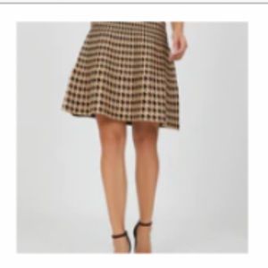 suzy shier med. camel houndstooth midi skirt